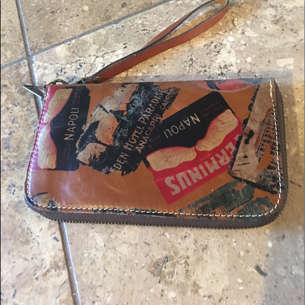 Patricia Nash Map Leather Wristlet Wallet
